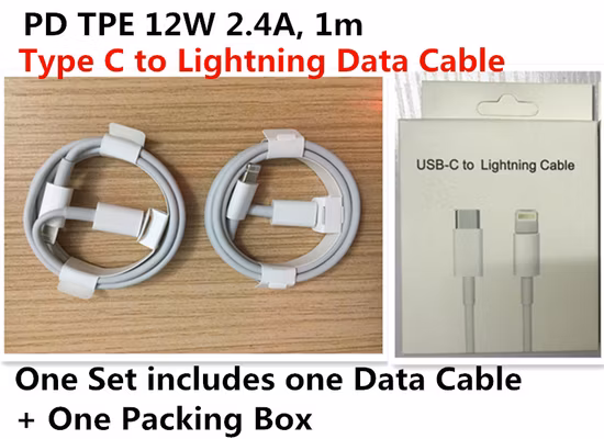 Pd 12W 2,4A Typ C auf Blitzschnellladegerät Ladedatenkabel für Apple iPhone 6 7 8 X 11 6s 6p 6sp 7p 8p